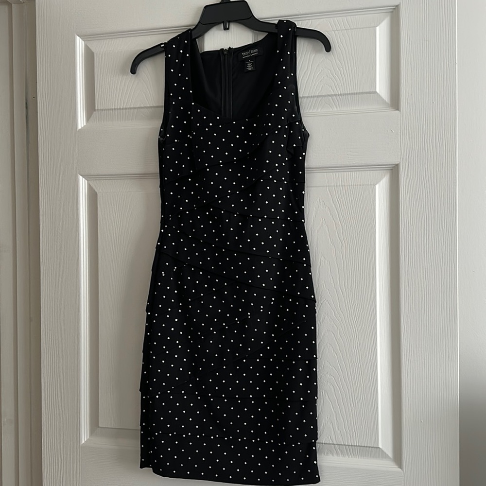 White House Black Market black studded dress.